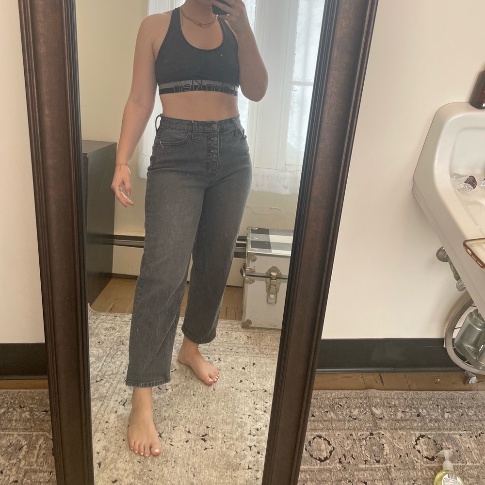 Grey vintage straight leg jeans.